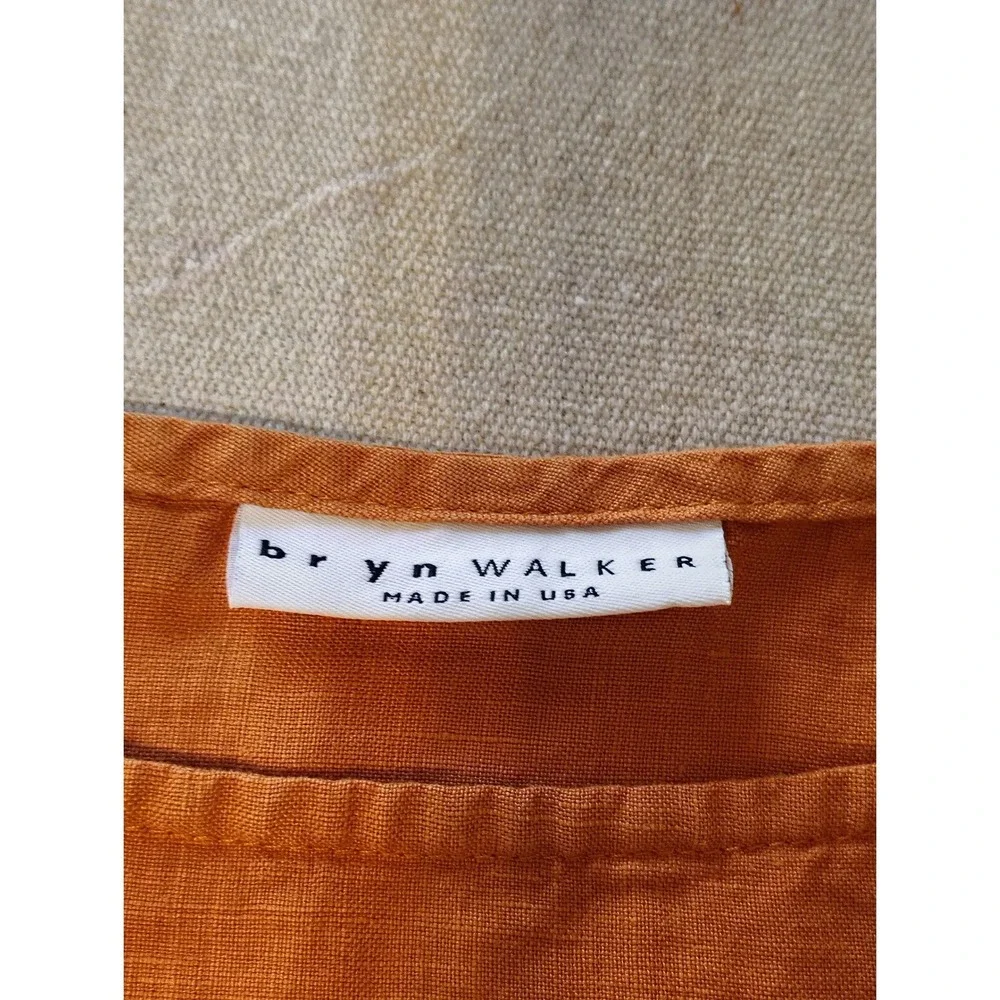 Bryn Walker Womens Rust 100% Linen Side Button Boxy Top Made in USA Small U - Picture 3 of 10